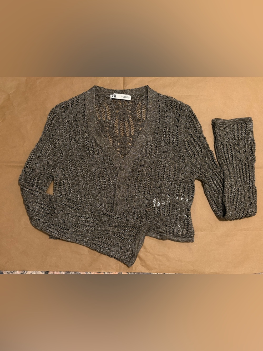 Zara Open-Knit Dark Gray Women's Cardigan